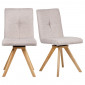 Lot 2 chaises rotatives 180° tissu chiné beige et chêne massif - MAKI|Chaise|Meuble et moi