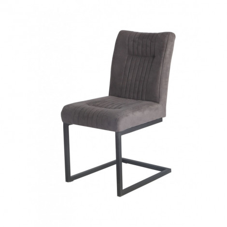 Chaise velours taupe foncé et pieds design en métal noir - VIVI|Chaise|Meuble et moi
