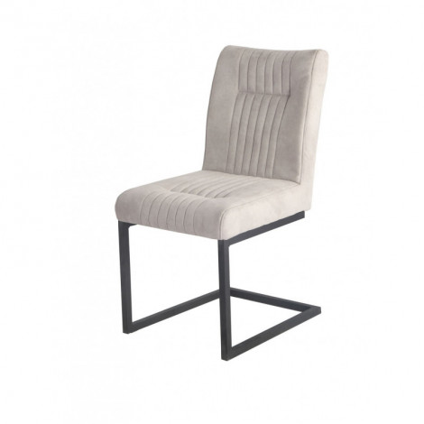Chaise en velours gris clair et pieds design métal noir - VIVI|Chaise|Meuble et moi