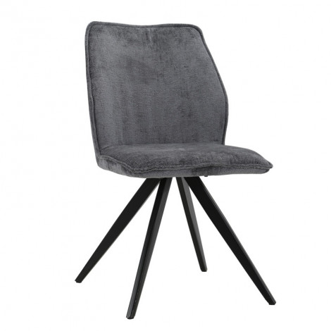 Chaise en velours doux gris anthracite pied croix métal noir - JAMES|Chaise|Meuble et moi