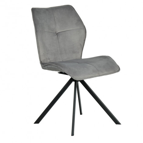 Chaise pivotante en velours et tissu gris pieds métal noir - DIANE|Chaise|Meuble et moi