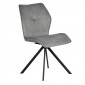 Chaise pivotante en velours et tissu gris pieds métal noir - DIANE|Chaise|Meuble et moi
