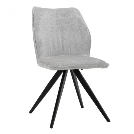Chaise en velours doux gris et pied croix en métal noir - JAMES|Chaise|Meuble et moi