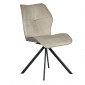 Chaise pivotante en velours beige et tissu gris pieds métal - DIANE|Chaise|Meuble et moi