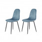 Lot de 2 chaises scandinave velours bleu et pieds métal noir - BIBA|Chaise|Meuble et moi