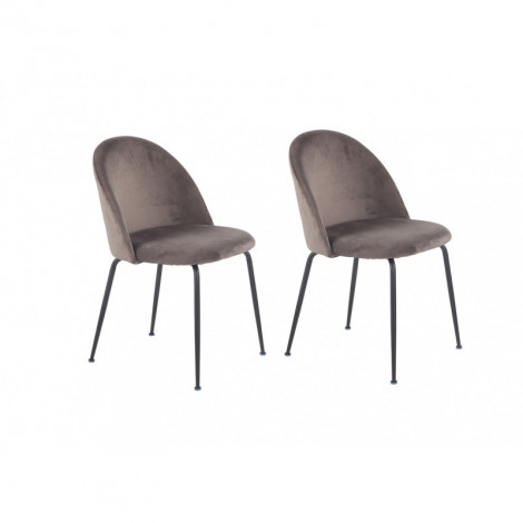 Lot de 2 chaises en velours marron et pieds métal noir - FARA|Chaise|Meuble et moi