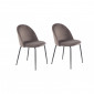 Lot de 2 chaises en velours marron et pieds métal noir - FARA|Chaise|Meuble et moi
