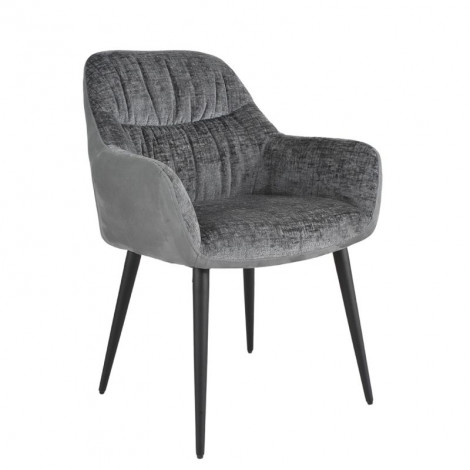 Chaise de repas tissu microfibre gris anthracite pieds métal - ATLANTA|Chaise|Meuble et moi