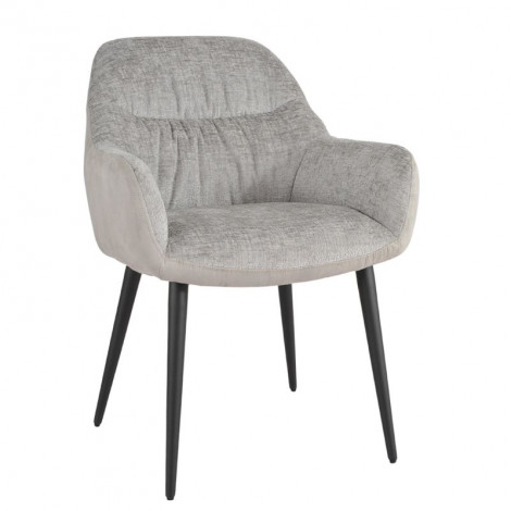 Chaise de repas tissu microfibre gris clair pieds métal noir - ATLANTA|Chaise|Meuble et moi