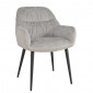 Chaise de repas tissu microfibre gris clair pieds métal noir - ATLANTA|Chaise|Meuble et moi