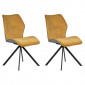 Lot 2 chaises pivotantes velours moutarde et tissu pieds métal - DIANE|Chaise|Meuble et moi