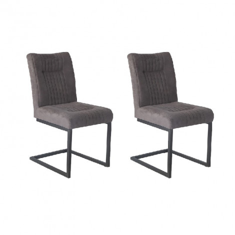 Lot 2 chaises velours taupe foncé et pieds design en métal noir - VIVI|Chaise|Meuble et moi
