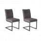 Lot 2 chaises velours taupe foncé et pieds design en métal noir - VIVI|Chaise|Meuble et moi