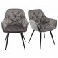 Lot 2 chaises velours gris et piètement métal gris anthracite - STERN|Chaise|Meuble et moi