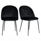 Lot de 2 chaises velours noir capitonnée et pieds métal noir - FARA|Chaise|Meuble et moi