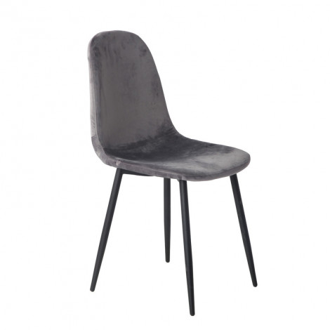 Chaise en Velours Gris Anthracite et pied en Métal Noir - BIBA|Chaise|Meuble et moi