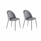 Lot de 2 chaises en velours gris et pieds métal noir - FARA|Chaise|Meuble et moi