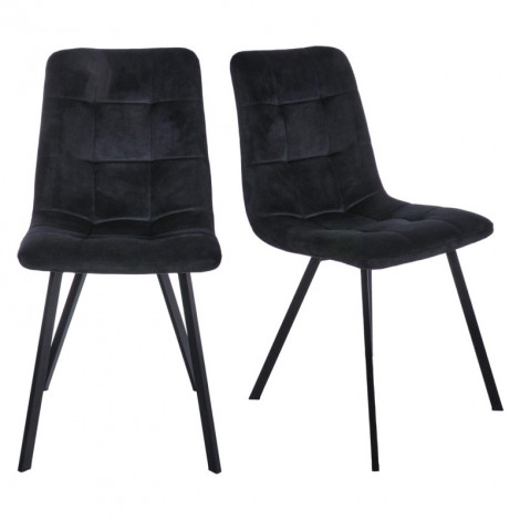Lot de 2 chaises en velours noir avec piètement métal noir - NAMI|Chaise|Meuble et moi