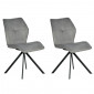 Lot 2 chaises pivotantes velours et tissu gris pieds métal - DIANE|Chaise|Meuble et moi