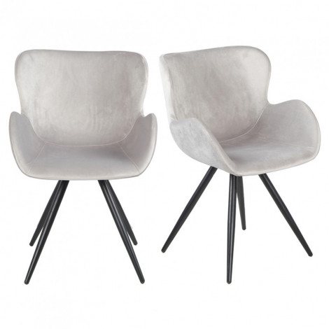 Lot de 2 chaises style scandinave velours gris et métal noir - LOTUS|Chaise|Meuble et moi