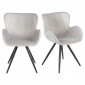 Lot de 2 chaises style scandinave velours gris et métal noir - LOTUS|Chaise|Meuble et moi