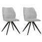 Lot de 2 chaises en velours doux gris pied croix métal noir - JAMES|Chaise|Meuble et moi