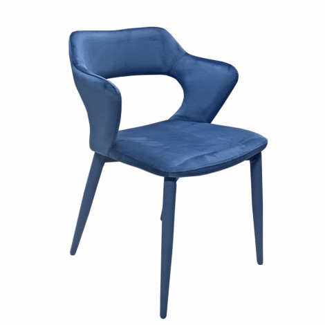 Chaise en velours bleu avec accoudoirs et pieds velours - SWEET|Chaise|Meuble et moi