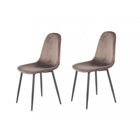 Lot de 2 Chaises velours marron - BIBA|Chaise|Meuble et moi