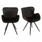 Lot de 2 chaises velours noir et piètement métal noir - LOTUS|Chaise|Meuble et moi