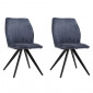 Lot de 2 chaises en velours doux bleu nuit pied métal noir - JAMES|Chaise|Meuble et moi