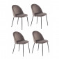 Lot 4 Chaises marron en velours et pieds métal noir - FARA|Chaise|Meuble et moi
