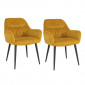 Lot 2 chaises repas en tissu microfibre moutarde pieds métal - ATLANTA|Chaise|Meuble et moi