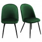 Lot 2 chaises capitonnées velours vert foncé avec pieds métal - FARY|Chaise|Meuble et moi