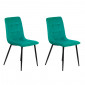 Lot de 2 chaises matelassées en velours vert pied métal noir - LOUISE|Chaise|Meuble et moi