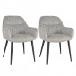 Lot 2 chaises repas tissu microfibre gris clair pieds métal - ATLANTA|Chaise|Meuble et moi