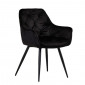 Chaise matelassée velours noir avec accoudoirs et pieds métal - STERN|Chaise|Meuble et moi