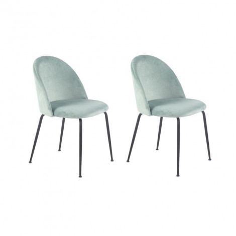 Lot de 2 Chaises en velours vert et pieds métal noir - FARA|Chaise|Meuble et moi