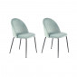 Lot de 2 Chaises en velours vert et pieds métal noir - FARA|Chaise|Meuble et moi