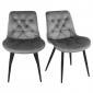 Lot de 2 chaises capitonnées velours gris et pieds métal noir - STAN|Chaise|Meuble et moi