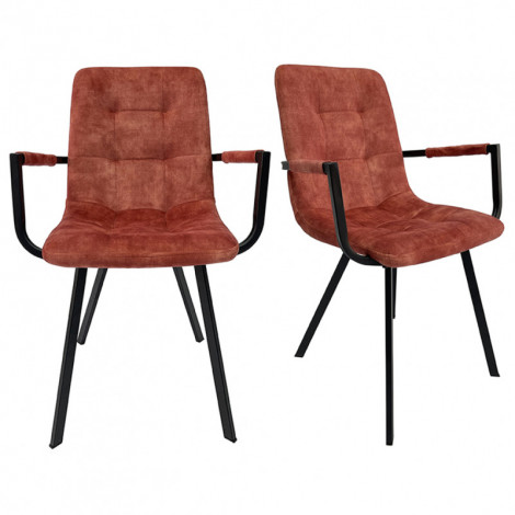 Lot de 2 fauteuils en velours rouge et piètement métal noir - NAMI|Chaise|Meuble et moi