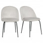Lot de 2 chaises velours gris capitonnée et pieds métal noir - FARA|Chaise|Meuble et moi