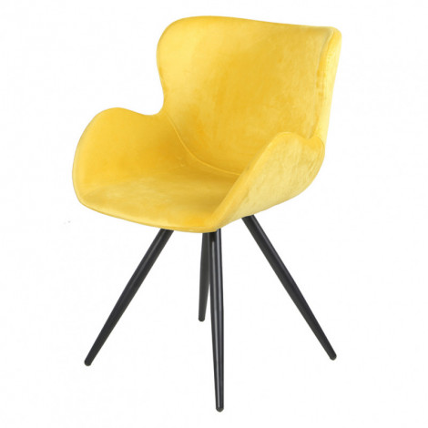Chaise style scandinave velours jaune et pied métal noir - LOTUS|Chaise|Meuble et moi