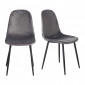 Lot de 2 chaises en velours gris foncé et pieds métal noir - BIBA|Chaise|Meuble et moi