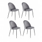 Lot 4 chaises gris en velours et pieds métal noir - FARA|Chaise|Meuble et moi