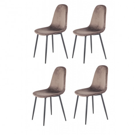 Lot de 4 Chaises velours marron - BIBA|Chaise|Meuble et moi