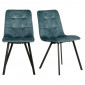 Lot de 2 chaises en velours bleu avec piètement métal noir - NAMI|Chaise|Meuble et moi