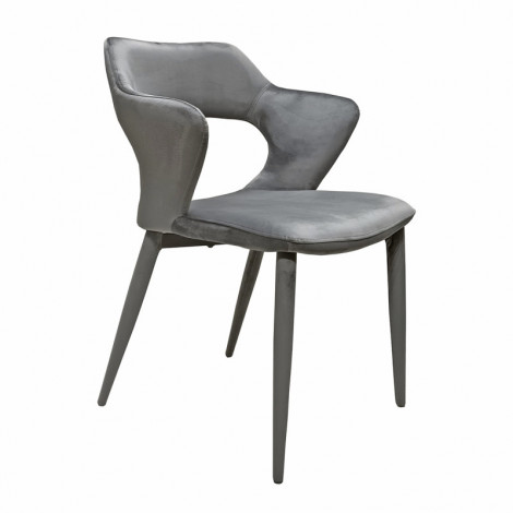 Chaise en velours gris avec accoudoirs et pieds velours - SWEET|Chaise|Meuble et moi