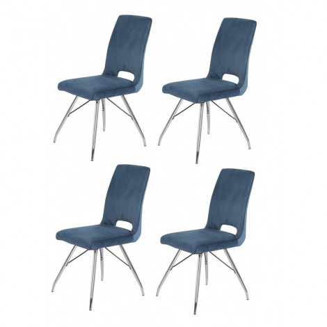 Lot de 4 chaises velours bleu marine - BELLA|Chaise|Meuble et moi