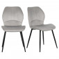 Lot de 2 chaises en velours gris clair avec pieds métal noir - EMILIO|Chaise|Meuble et moi