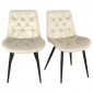Lot de 2 chaises capitonnées velours écru et pieds métal noir - STAN|Chaise|Meuble et moi